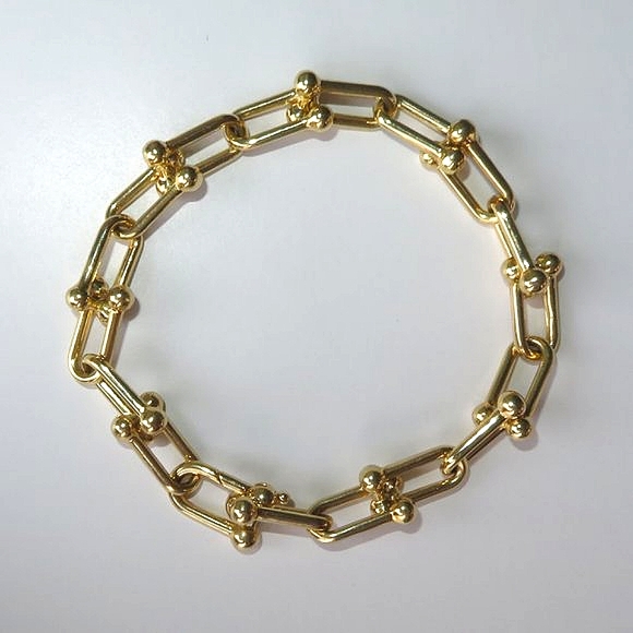 Stirrup 14K Solid Yellow Gold U Link Bracelet - Picture 5 of 15